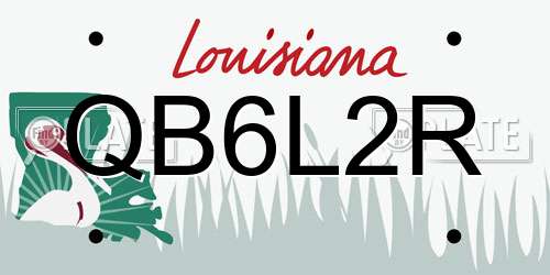 QB6L2R Louisiana License Plate