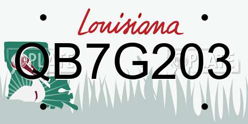 QB7G203 Louisiana License Plate