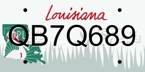 QB7Q689 Louisiana License Plate