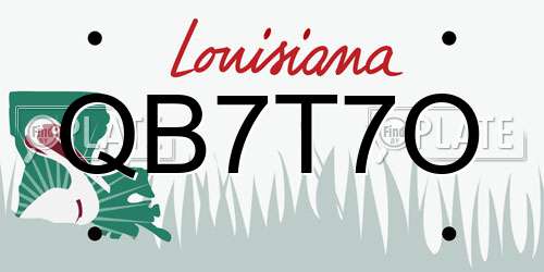 QB7T7O Louisiana License Plate
