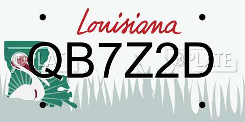 QB7Z2D Louisiana License Plate