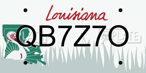 QB7Z7O Louisiana License Plate