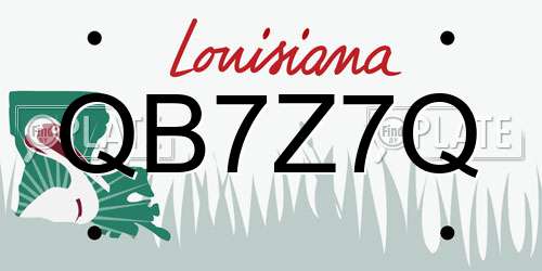 QB7Z7Q Louisiana License Plate