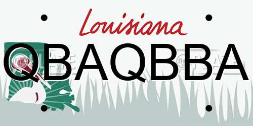 QBAQBBA Louisiana License Plate