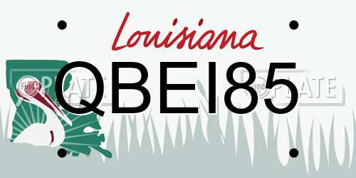 QBEI85 Louisiana License Plate