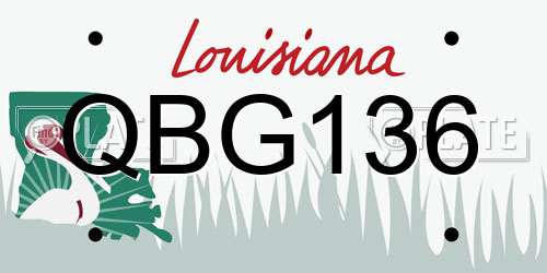 QBG136 Louisiana License Plate
