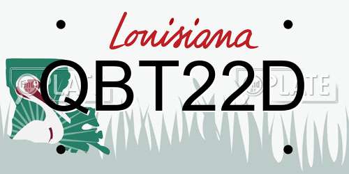 QBT22D Louisiana License Plate