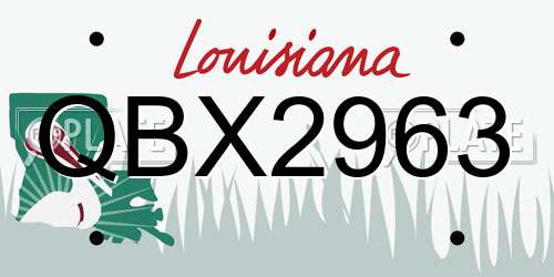 QBX2963 Louisiana License Plate