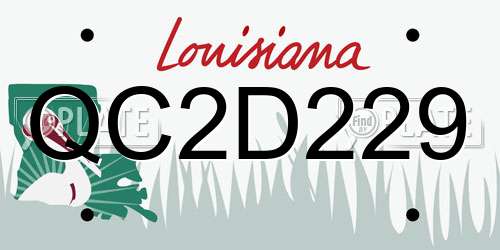 QC2D229 Louisiana License Plate