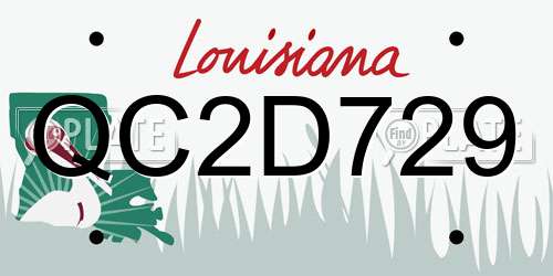 QC2D729 Louisiana License Plate