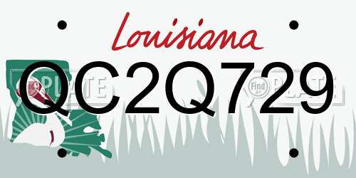 QC2Q729 Louisiana License Plate