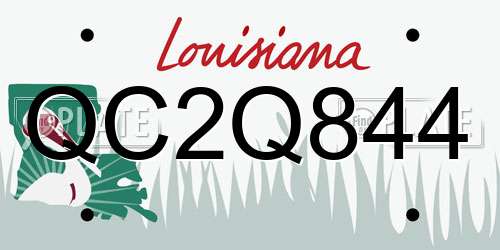 QC2Q844 Louisiana License Plate