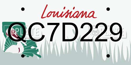 QC7D229 Louisiana License Plate