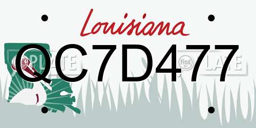 QC7D477 Louisiana License Plate