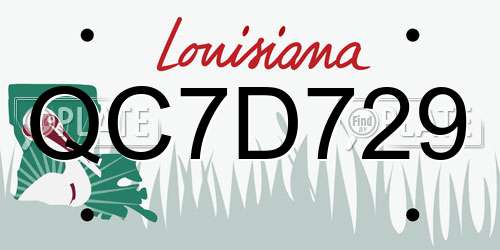 QC7D729 Louisiana License Plate