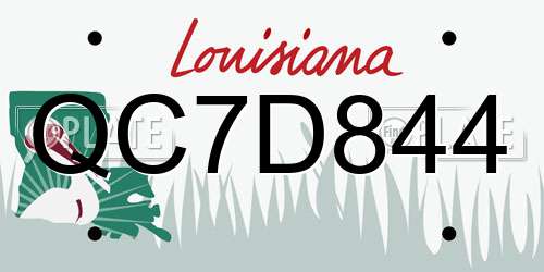 QC7D844 Louisiana License Plate