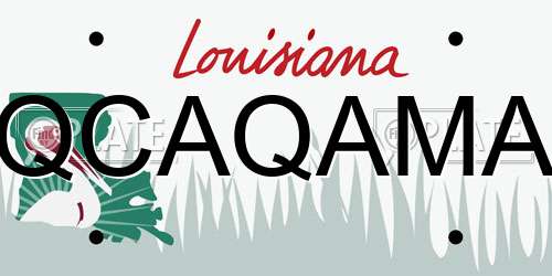 QCAQAMA Louisiana License Plate
