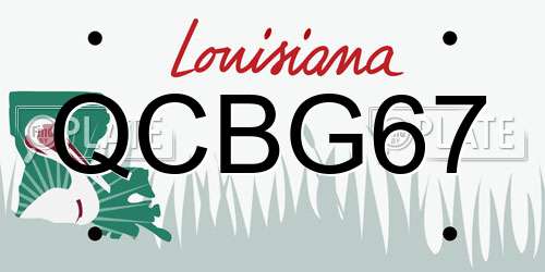 QCBG67 Louisiana License Plate