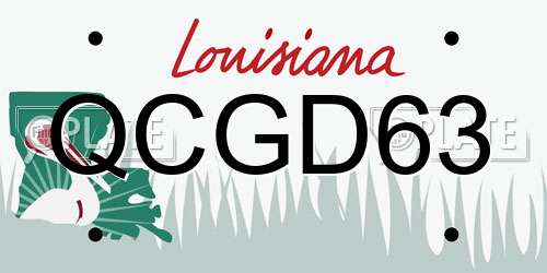 QCGD63 Louisiana License Plate