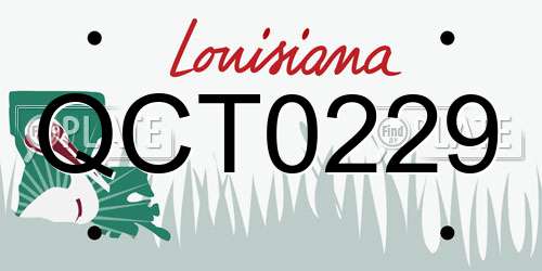 QCT0229 Louisiana License Plate