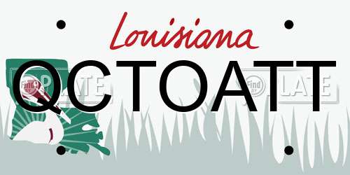 QCTOATT Louisiana License Plate