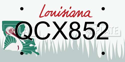 QCX852 Louisiana License Plate