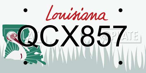 QCX857 Louisiana License Plate