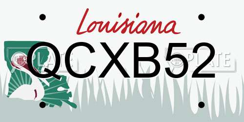 QCXB52 Louisiana License Plate