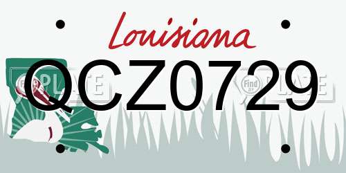 QCZ0729 Louisiana License Plate