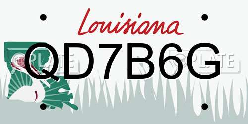 QD7B6G Louisiana License Plate