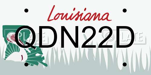 QDN22D Louisiana License Plate