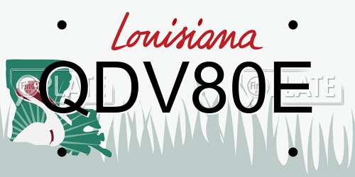 QDV80E Louisiana License Plate