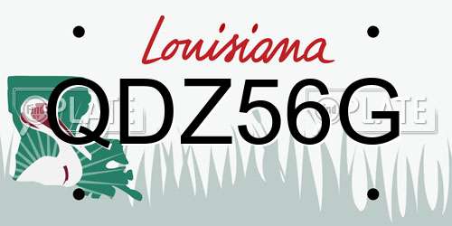 QDZ56G Louisiana License Plate
