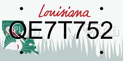 QE7T752 Louisiana License Plate