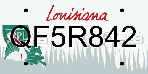 QF5R842 Louisiana License Plate