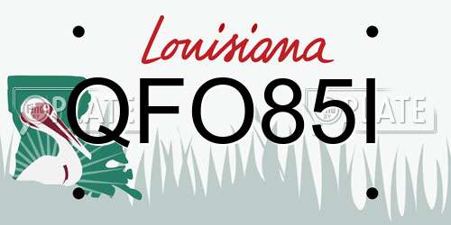 QFO85I Louisiana License Plate