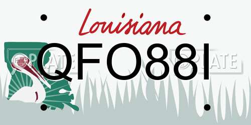 QFO88I Louisiana License Plate