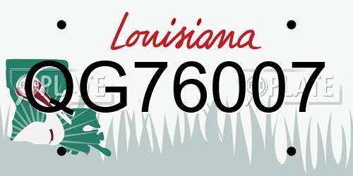 QG76007 Louisiana License Plate