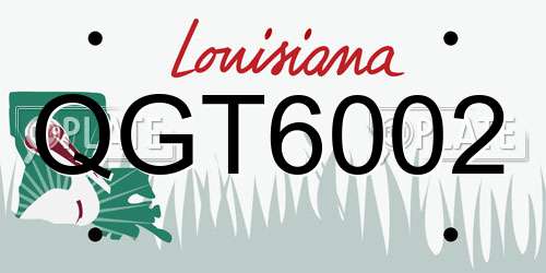 QGT6002 Louisiana License Plate