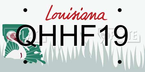 QHHF19 Louisiana License Plate