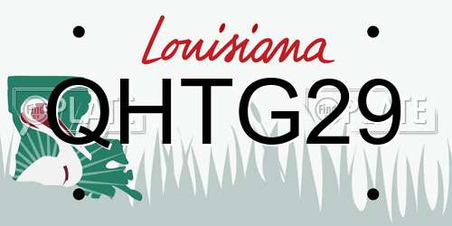QHTG29 Louisiana License Plate