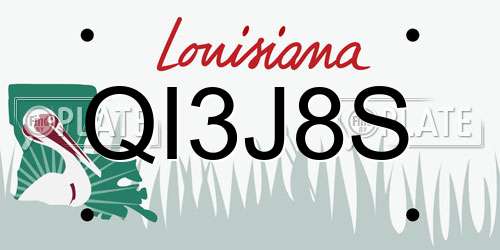 QI3J8S Louisiana License Plate