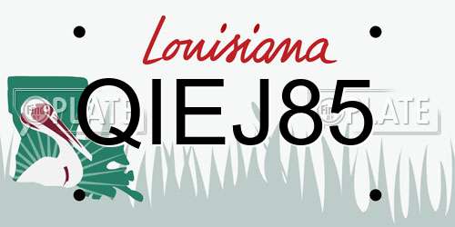 QIEJ85 Louisiana License Plate