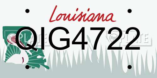 QIG4722 Louisiana License Plate