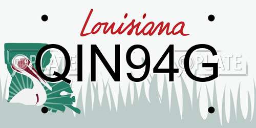 QIN94G Louisiana License Plate
