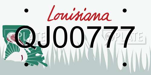 QJ00777 Louisiana License Plate