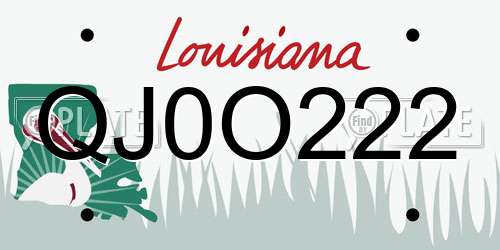 QJ0O222 Louisiana License Plate