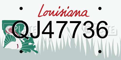 QJ47736 Louisiana License Plate