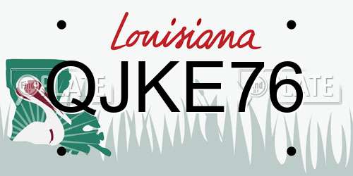 QJKE76 Louisiana License Plate