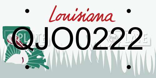 QJO0222 Louisiana License Plate